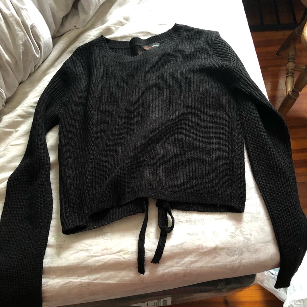 Black sweater with tie back